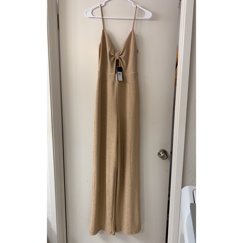 GUESS SL Dara Cut Out Jumpsuit - Baroque Gold, Size Small. Brand new, with tag